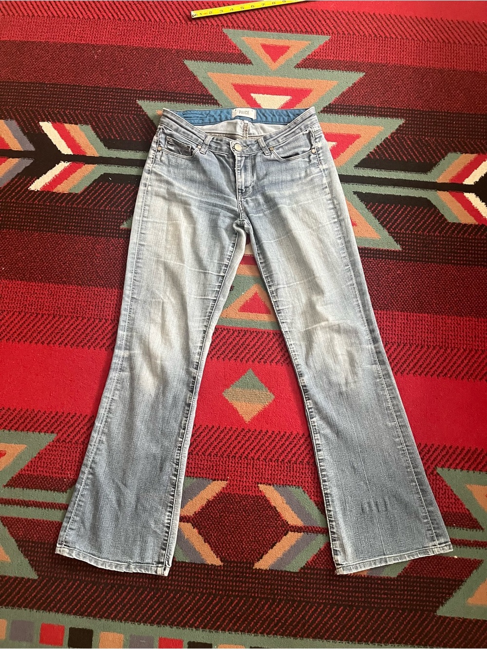 Women’s Paige size 27 Light Blue Denim Jeans with Leather Brand Patch